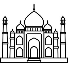 Taj Mahal line art vector