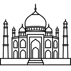 Taj Mahal line art vector