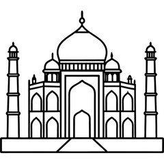 Taj Mahal line art vector