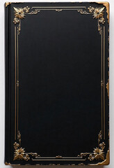 old black book cover with bronce floral ornament