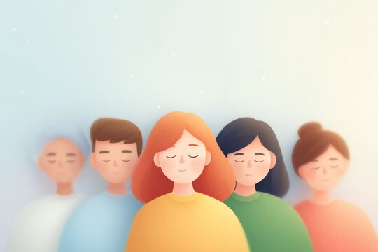 illustration of diverse people sleeping peacefully highlighting healthy sleep habits minimalistic design