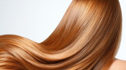 Fototapeta premium Shiny silky smooth straight hair treatment texture. Elegant Woman Applying Hair Oil for Smooth and Healthy Hair Care Routine