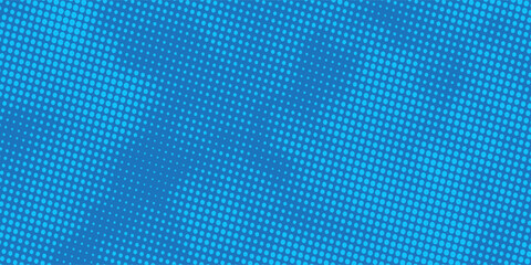Halftone dots on blue background. Comic pop art style blank layout. Template design for comic book, presentation, sale or web banner. Vector illustration