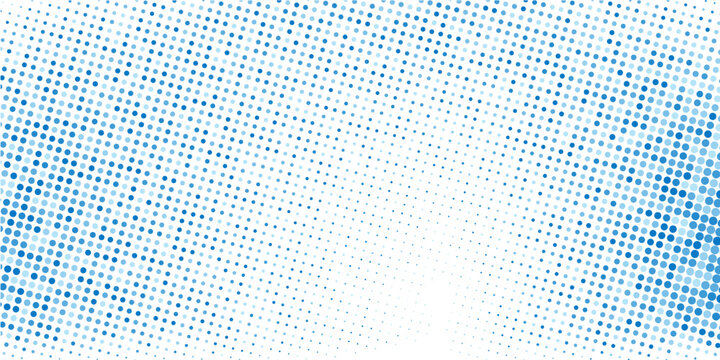 Vector abstract blue background frame of geometric shapes. Circular ornament. Pattern of dots, particles, molecules, fragments. Poster for technology, medicine, presentations, business.