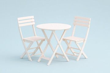 Fototapeta premium minimalistic photo of garden furniture set isolated on pristine white background with ample copy space