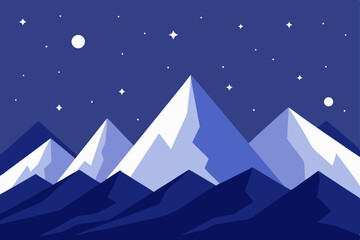 Obraz premium Serene Night Majestic Mountains Under a Starlit Sky