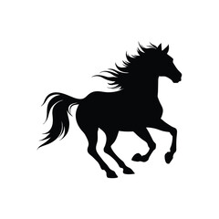 A vector silhouette of a horse.