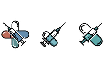 Vaccine logo vector icon set