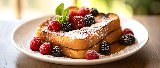 French Toast with Berries and Powdered Sugar