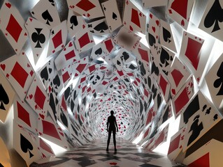 A tunnel of playing cards