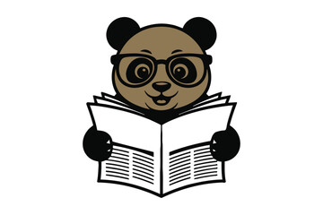 Smart Panda Enjoying Newspaper