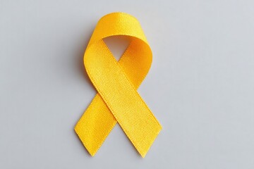 minimalistic design featuring yellow awareness ribbon on white background
