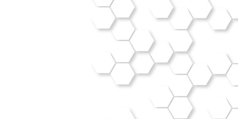 Abstract 3d geometrical background. Surface polygon pattern with glowing hexagon paper texture and futuristic business. wallpaper Illustration. Futuristic abstract honeycomb mosaic white background.  