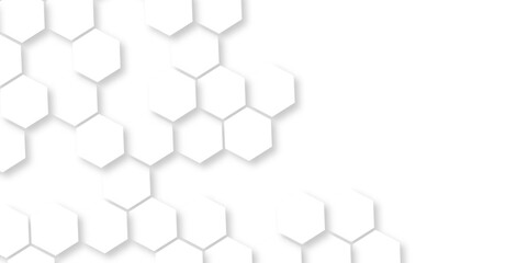 Abstract 3d geometrical background. Surface polygon pattern with glowing hexagon paper texture and futuristic business. wallpaper Illustration. Futuristic abstract honeycomb mosaic white background.  