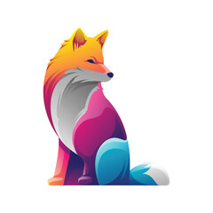 Cute cartoon cat pet with a funny tail chasing a little mouse illustration