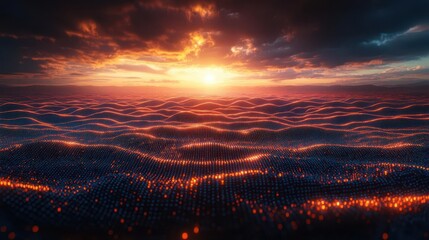 Sunset Over Digital Waves