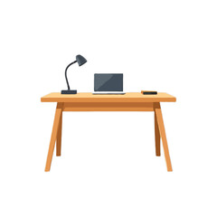 Fototapeta premium Simple Computer Desk with a lamp and a laptop
