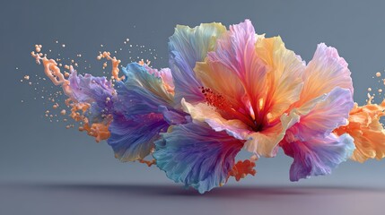 Colorful Abstract Floral Design with Splash and Motion Effects