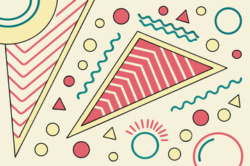 Obraz premium Memphis geometric seamless pattern. Multicolor abstract background in retro 80s, 90s style with various shapes: circles, dots, zigzags, pattern background.shape, children, colourful, confetti, cover, 