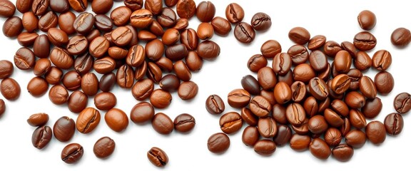 Obraz premium Roasted coffee beans, isolated on white background, vector illustration, agriculture, natural