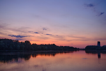 Naklejka premium beautiful view on Dnipro river in Kyiv Ukraine