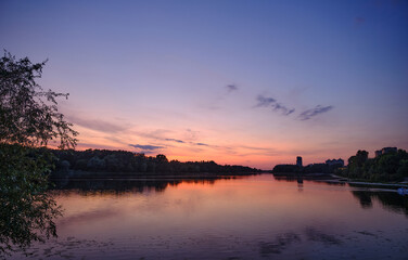 beautiful view on Dnipro river in Kyiv Ukraine