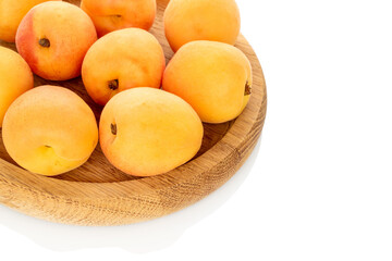 Sweet organic apricots isolated on white background, close-up.