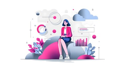 Comprehensive Flat Illustration Featuring an Emotional Awareness Icon With Balanced Geometric Shapes and Harmonious Modern Design on a Light Neutral Backdrop