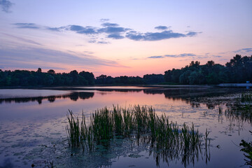 beautiful view on Dnipro river in Kyiv Ukraine