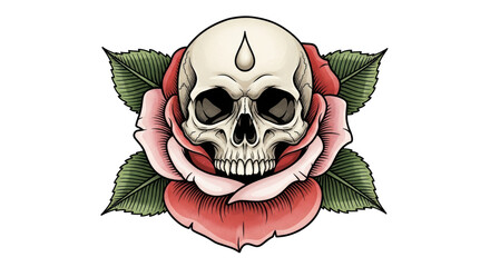Isolated Skull and Rose