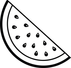 watermelon outline or line art illustration vector icon on transparent background