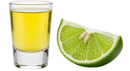 Isolated Tequila Shot with lime