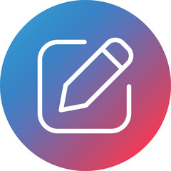 Edit Square Line Gradient Circle Background Icon