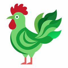 Amazing image of a rooster in a cabbage patch vector art illustration