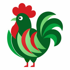 Amazing image of a rooster in a cabbage patch vector art illustration