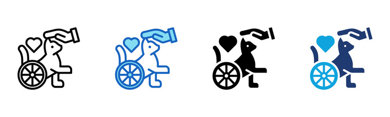Cat Disabled icon Multi Style Vector Illustration