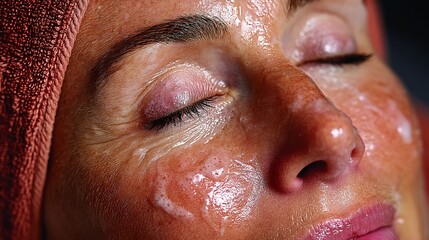 Fototapeta premium Facial Treatment with Mask Applied on Relaxed Woman's Skin