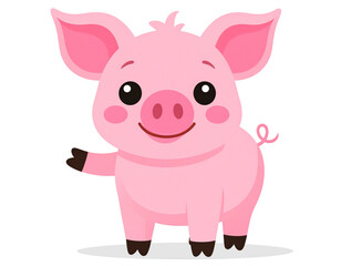 Cute cartoon pig character isolated on transparent background
