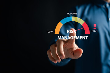 Management gauge high risk warning business analysis, strategic decision, financial assessment, and...
