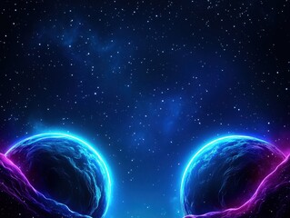 Obraz premium Two glowing planets in a starry night sky