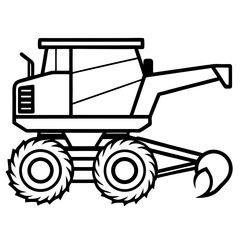 Combine Harvester line art vector