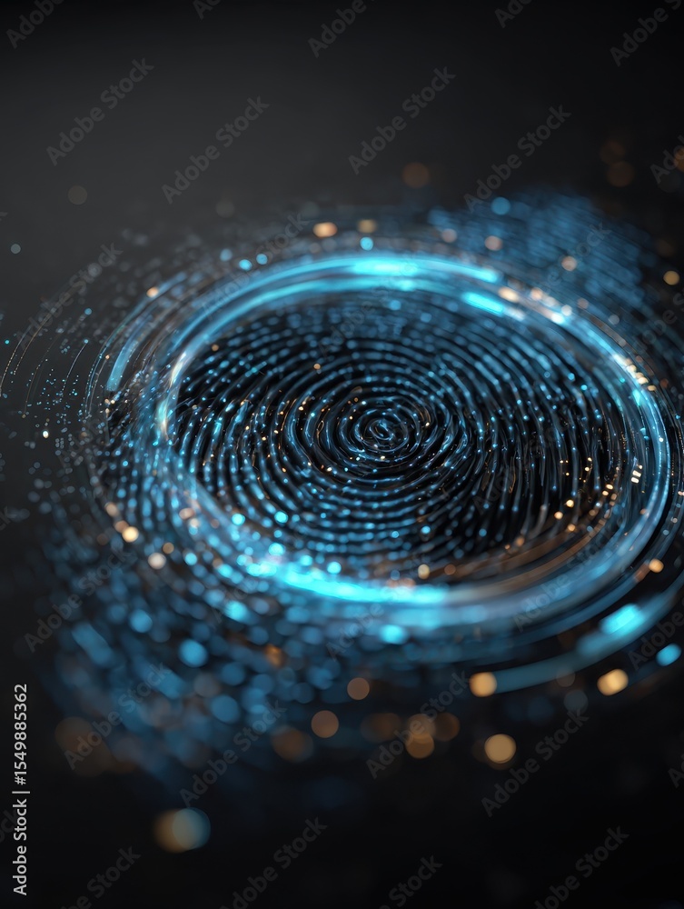 Poster futuristic design for secure online connection of authentication login or cyber security fingerprint