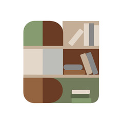 Vector illustration of a bookshelf with books for startup branding and workspace visuals

