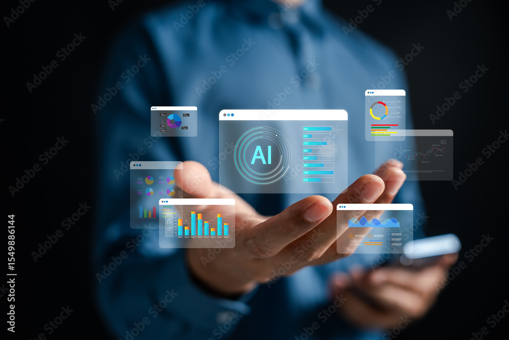 Aufkleber AI technology for cloud computing and data analysis, optimizing digital transformation, storage management, and intelligent visualization across business and IT operations.