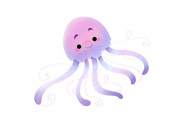 Cute Hand-Drawn Purple and Pink Jellyfish Illustration