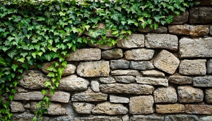 old stone wall with ivy as background