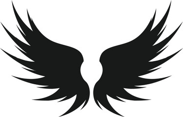 Obraz premium angel wings black logo silhouette vector, angel wings logo, black feather of an angel