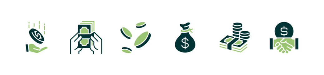 simple financial money currency icon set banking wealth dollar cash signs vector illustration