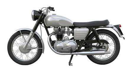Isolated Silver Motorcycle