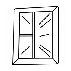 Simple Line Drawing of a Window with Crossbars illustration